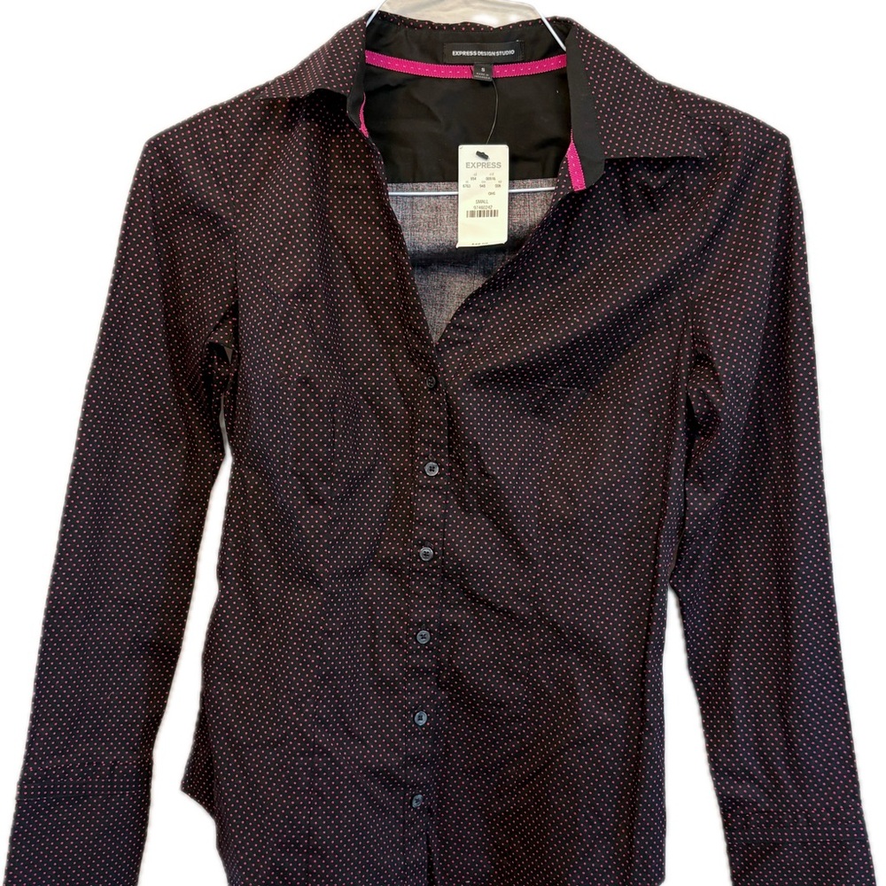 NWT Express Black and Pink Button-up Shirt